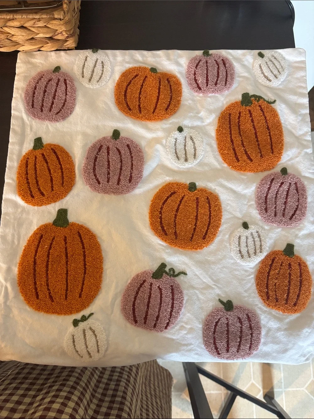 Plush Pumpkin Throw Pillow Cases - Orange, Mauve & White Pumpkins